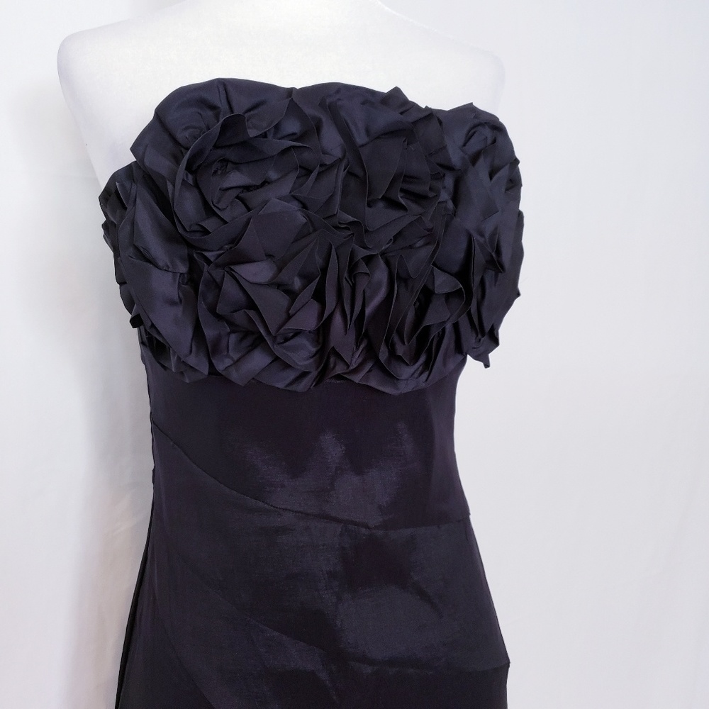 Black Formal Strapless Dress with Floral Top